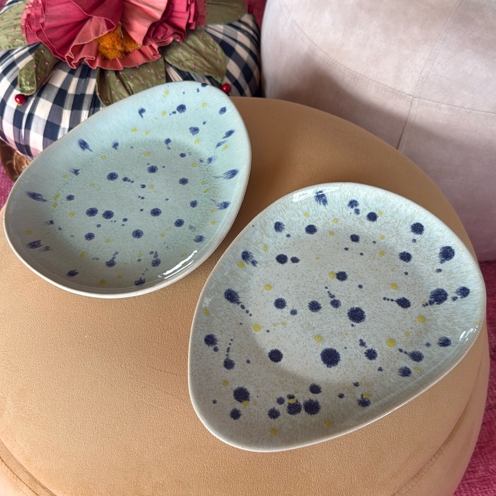 Anthropologie Ceramic Egg plate set- made in Portugal.